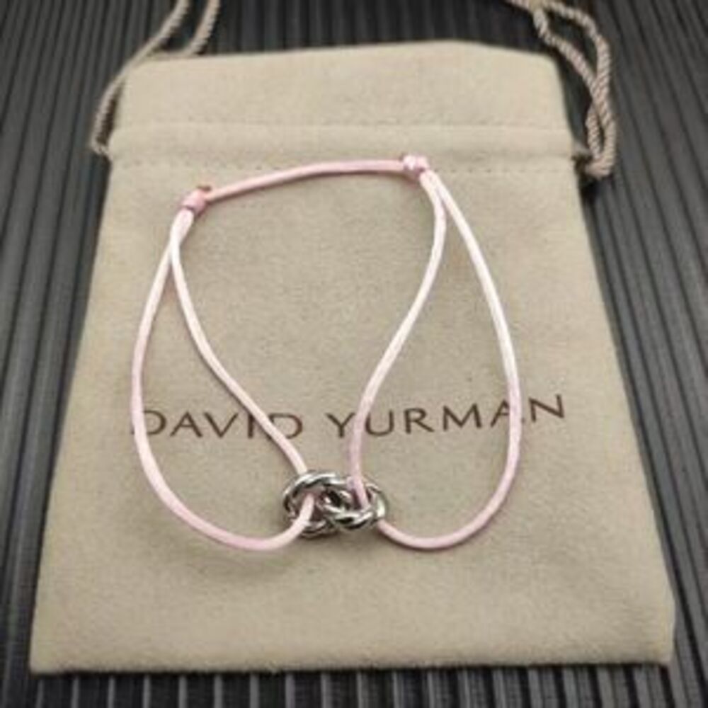 David Yurman Pink Double-Ring Silver Nylon Rope Bracelet